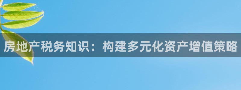 新宝5网址：房地产税务知识：构建多元化资产增值策略